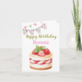Tarjeta Fresa Cheesecake Nombre personalizado y cumpleaños