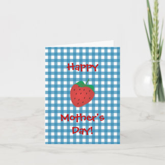 Tarjeta Fresa en la guinga azul