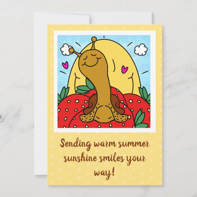 Tarjeta Fresas De Caracol Y Sonrisas De Sol De Verano (Anverso)