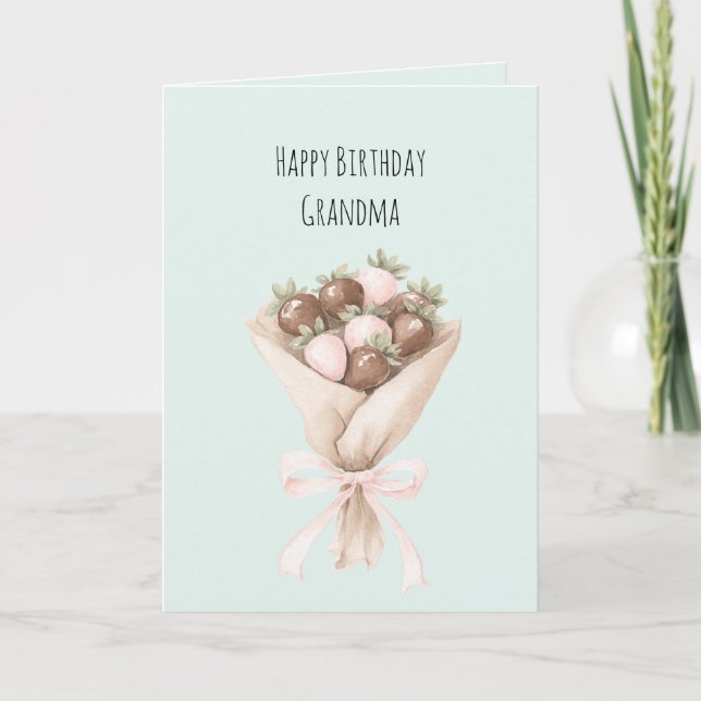 Tarjeta Fresas de chocolate rosa Mint Blush (Anverso)