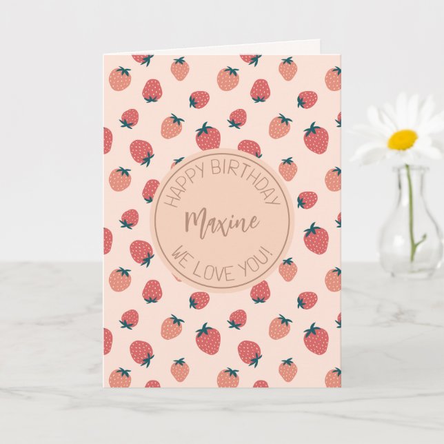 Tarjeta Fresas, flores y el tema del patrón abstracto (Planta pequeña)