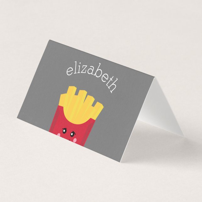 Tarjeta Fresas francesas de Kawaii con nombre personalizad (Anverso)