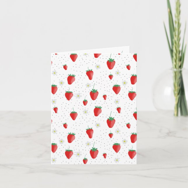 Tarjeta Fresas y flores de verano (Anverso)