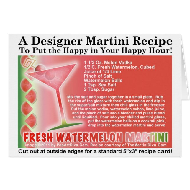 Tarjeta fresca de la receta de Martini de la (Anverso (Horizontal))