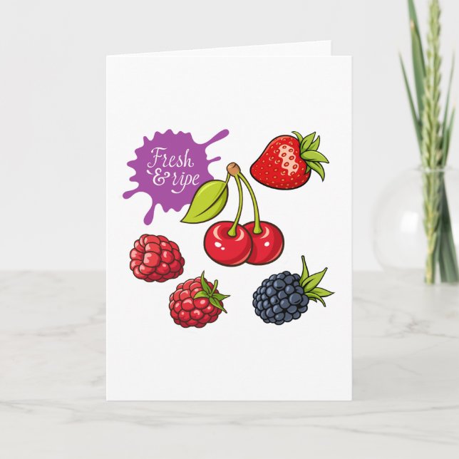 Tarjeta Fresh Red Berries and Cherries (Anverso)