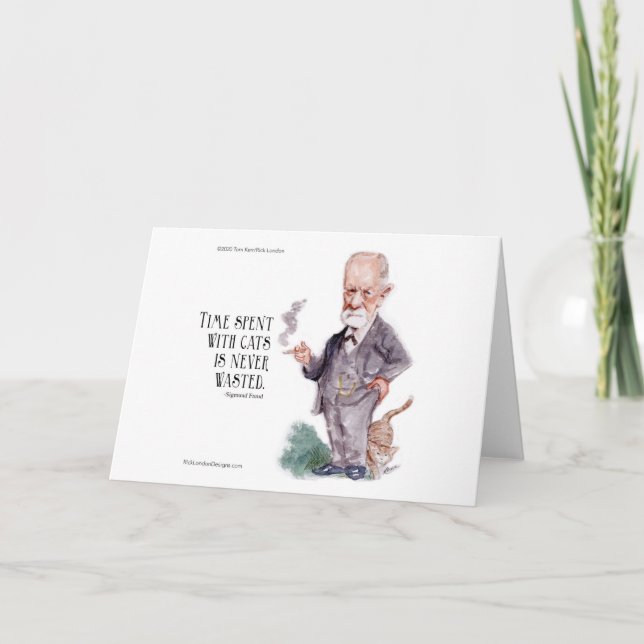 Tarjeta Freud y Cita sobre gatos (Anverso)