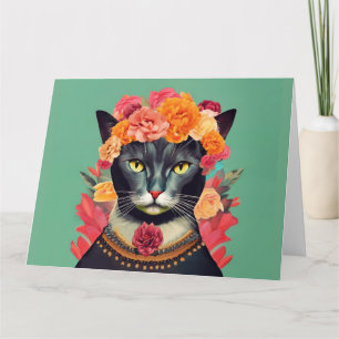 Tarjeta Frida el reloj de la pared del gato