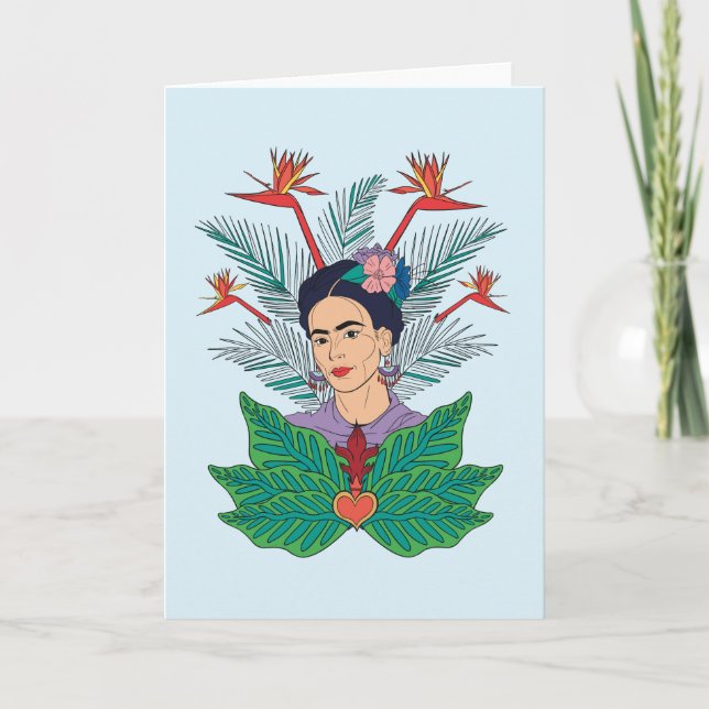 Tarjeta Frida Kahlo | Aves de Paraíso Floral Gráfico (Anverso)