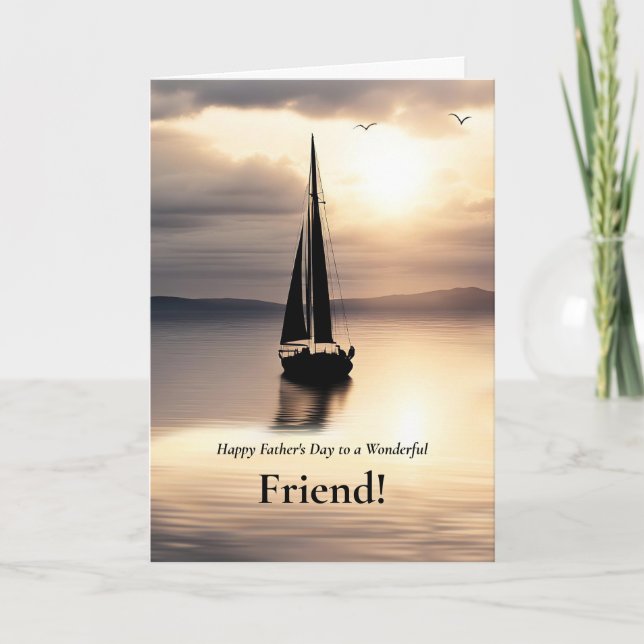 Tarjeta Friend Happy Fathers Day Sailboat on Smooth  (Anverso)