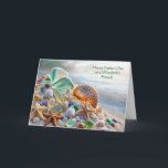 Tarjeta Friend Happy Fathers with Beach Seashells Glass<br><div class="desc">Happy Father’s Day to your amazing friend! Picture a vibrant scene filled with ocean treasures,  paired with a heartfelt message of love and joy.</div>