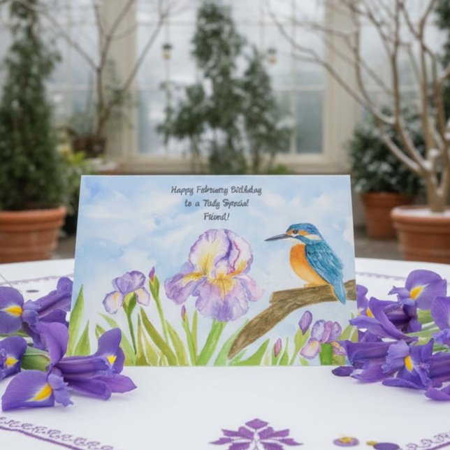 Tarjeta Friend Happy February Birthday Kingfisher (Subido por el creador)