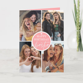 Tarjeta Friend Photo Collage Heart Script Happy Birthday