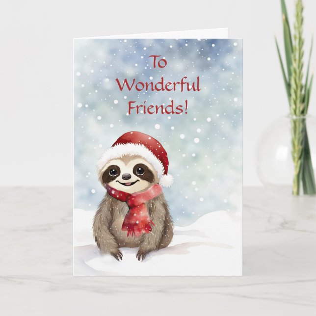 Tarjeta Friends or Friend Happy Holidays Christmas Sloth (Anverso)