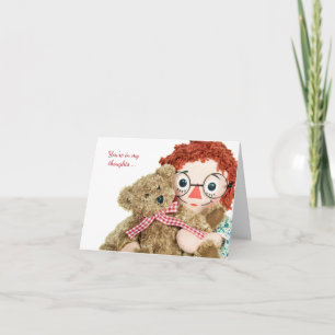 Tarjeta friendship-old rag doll and teddy bear