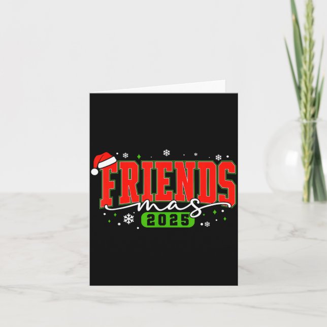 Tarjeta Friendsmas 2025 Friends Santa Hat Merry Christmas  (Anverso)