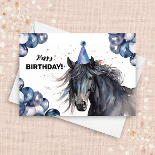Tarjeta Friesian Black Horse Balloons Fiesta Gorra cumplea