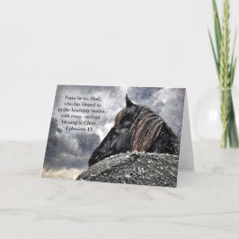 Tarjeta Friesian Horse Navidades