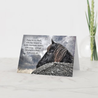 Tarjeta Friesian Horse Navidades