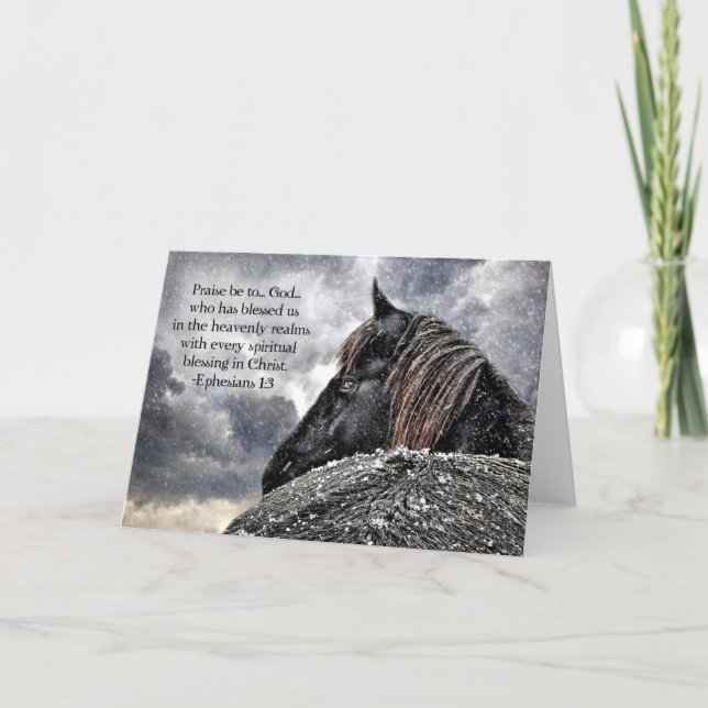 Tarjeta Friesian Horse Navidades (Anverso)