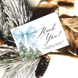 Tarjeta Frío fuera de Blue Bow Baby Shower Gracias