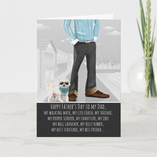 Tarjeta Frisa Bichon del Día del Padre Perro (Anverso)