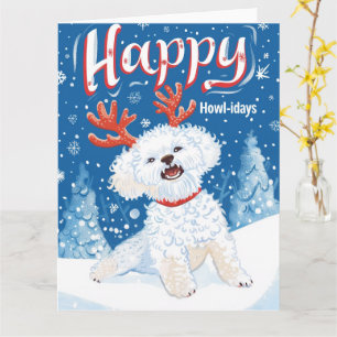 Tarjeta Frisa Bichon en Navidades de Nieve