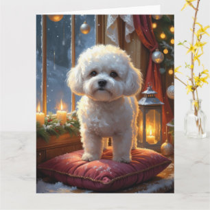 Tarjeta Frisa de Bichon con vacaciones de Navidades