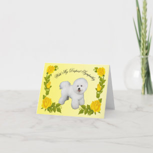 Tarjeta Frisia de Bichon con rosas amarillas, simpatía, pé