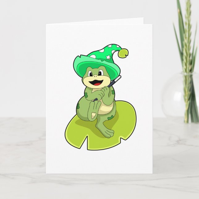 Tarjeta Frog as Wizard con varita mágica (Anverso)