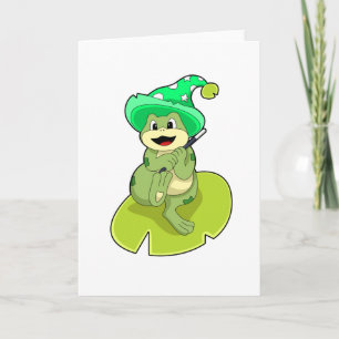 Tarjeta Frog as Wizard con varita mágica