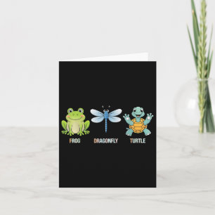 Tarjeta Frog Dragonfly Turtle Funny Cut Animal