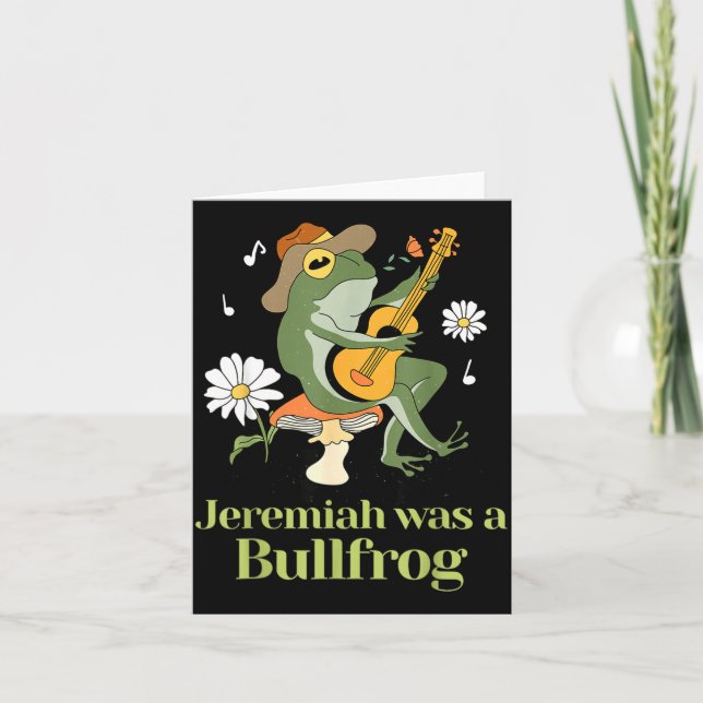 Tarjeta Frog Guitar-jeremiah Was Bullfrog Funny Saying  (Anverso)