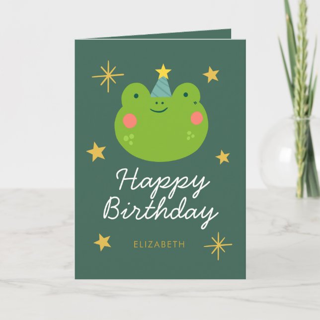 Tarjeta Frog Happy Birthday Cute (Anverso)