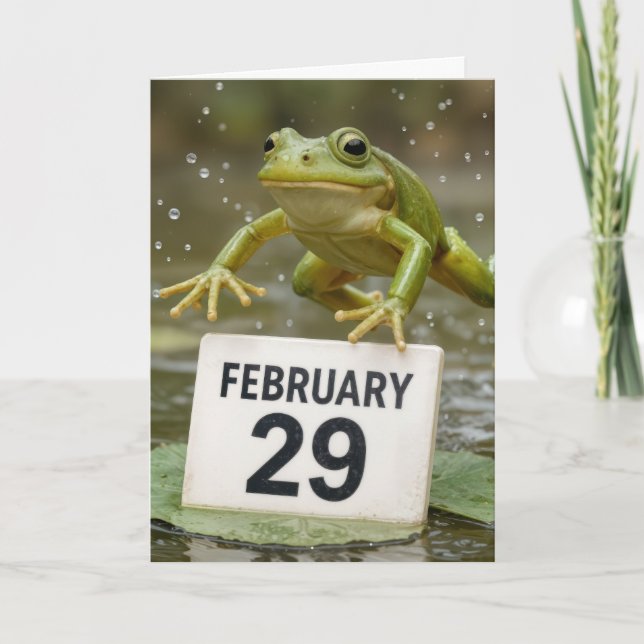 Tarjeta Frog Leap Year Birthday (Anverso)