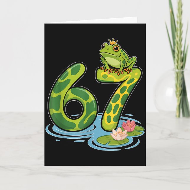 Tarjeta Frog Number 67 Or 67th Birthday Cool Meme Six Seve (Anverso)