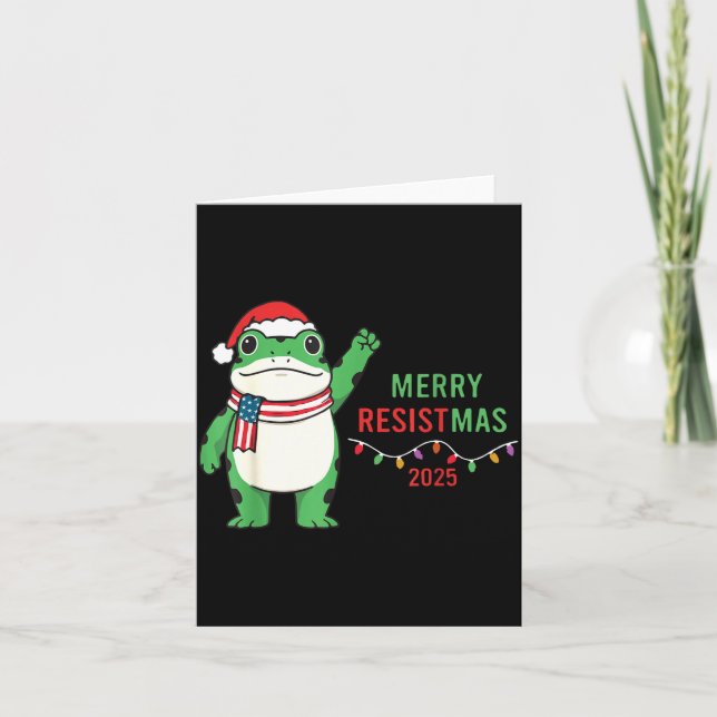 Tarjeta Frog Retro Merry Resistmas Funny Litical Christmas (Anverso)