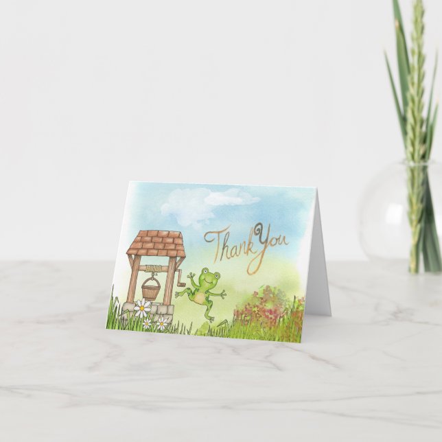 Tarjeta Frog Watercolor Cute Gracias (Anverso)