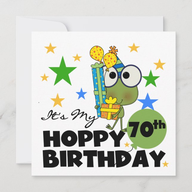 Tarjeta Froggie Hoppy 70º cumpleaños (Anverso)