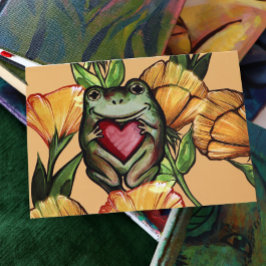 Tarjeta Froggy Lover Flower Pattern Frogs Love Heart