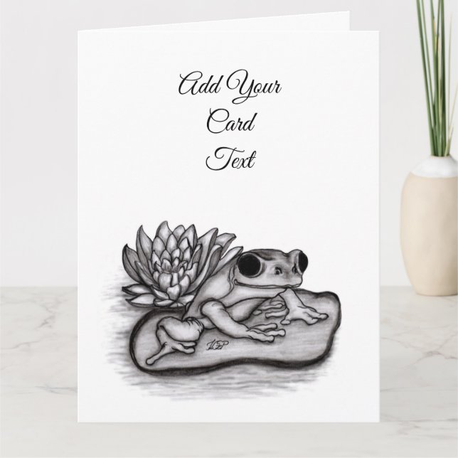 Tarjeta Froggy with Lotus Flower, agrega tu texto (Anverso)