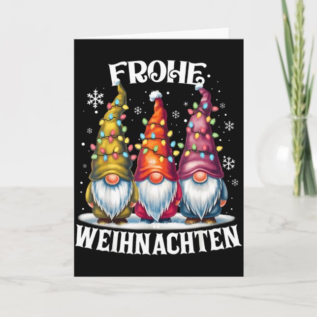 Tarjeta Frohe Weihnachten German Gnome Christmas Decoratio (Anverso)