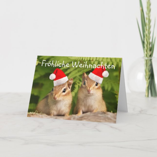 Tarjeta Fröhliche Weihnachten Santa Baby Chipmunks (Anverso)