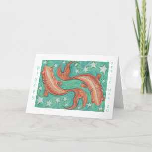 Tarjeta Frontera blanca del "feliz cumpleaños" de Piscis