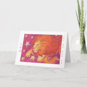 Tarjeta Frontera blanca Zodiac Leo 'Feliz Cumpleaños'
