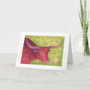 Tarjeta Frontera blanca Zodiac Taurus 'Feliz Cumpleaños'