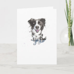 Tarjeta Frontera Collie, divertido cumpleaños del ilustrac