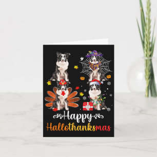 Tarjeta Frontera Collie Halloween Feliz Navidad