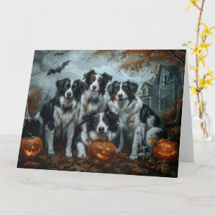 Tarjeta Frontera Collie Halloween Noche Doggy Delight