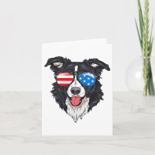 Tarjeta Frontera Collie Lover Perro Patriótico 4 De Julio 