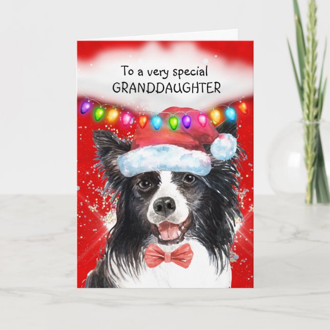 Tarjeta Frontera Collie nieta lindas felicitaciones navide (Anverso)